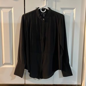 Banana Republic Silk Tuxedo Shirt, Black